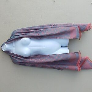 Large Wrap Scarf Light Blue And Coral Pink